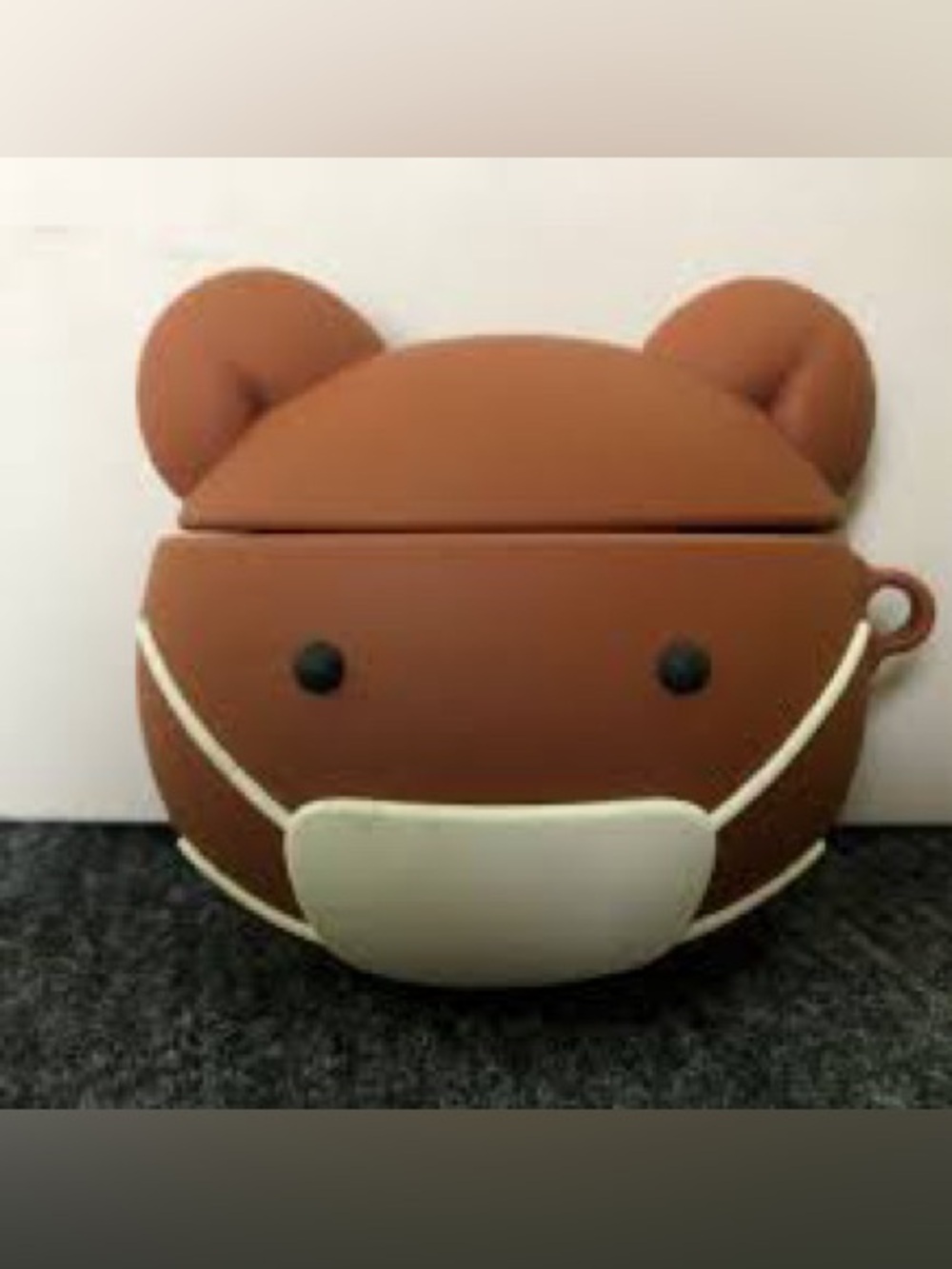 Cute Brown Bear Silicone AirPods Case with Mask - Protective Cover